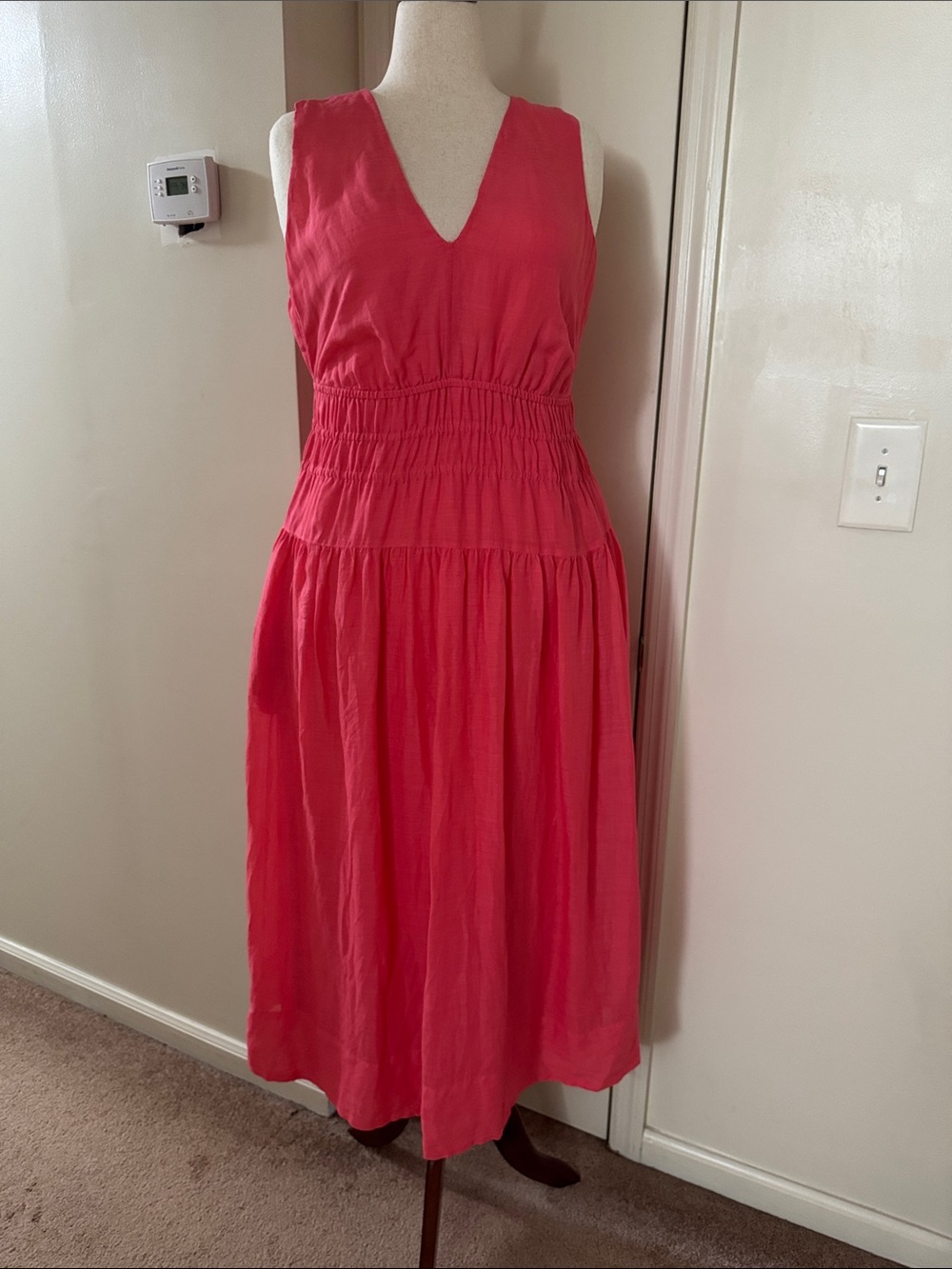 J. Crew Sleeveless Coral Linen Pink Maxi Dress